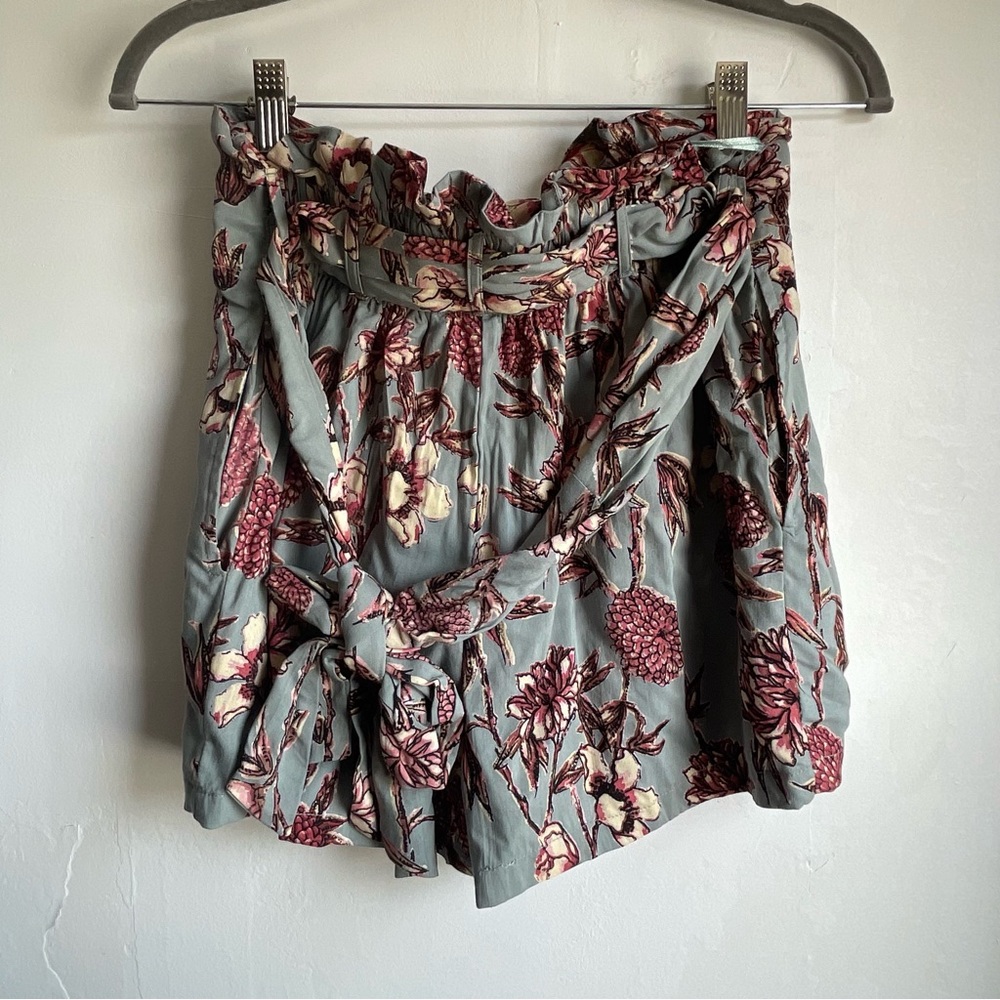 Angie Gray and Red High Waist Floral Shorts